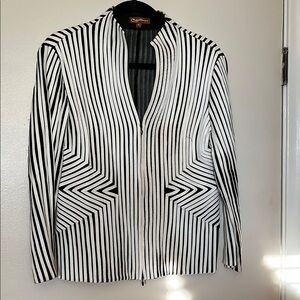 Vintage Obstinee by IKA Black and White Striped Women's Jacket  Size 12